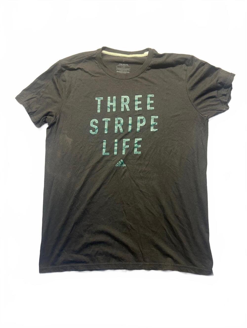 Adidas Men's Black 'Three Stripe Life' Climalite Performance T-Shirt Large